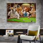 tableau chien qui jouent au billard