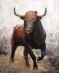 Cadre vintage peinture taureau marron
