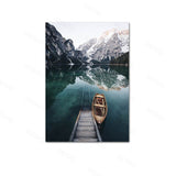 tableau barque pont et montagne