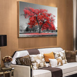 tableau noir et blanc arbre orange