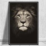 tableau lion sur un fond noir