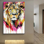 tableau lion 1 pièce Abstrait coloré