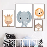 Cute Cartoon Animal Decorative Picture Lion Baby Elephant 