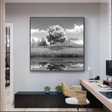 tableau arbre photo en noir et blanc