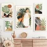 tableau feuilles fond beige