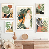 tableau feuilles fond beige