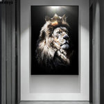 tableau moderne lion et couronne