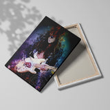 tableau guitariste fumée bleu et violette
