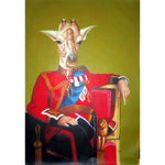 Cadre vintage girafe costume rouge