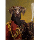 Affiche vintage costume rouge chien