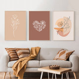 tableau fleur fond beige
