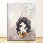 Tableau abstrait lapin cheveux