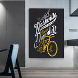 affiche écriture et vélo jaune