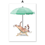 tableau parasol vert et chien