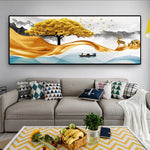 tableau peinture dorée d’un arbre
