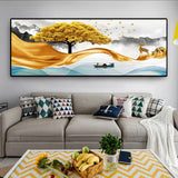 tableau peinture dorée d’un arbre