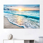 tableau plage et mer bleue