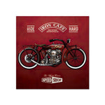 Tableau vintage moto fond rouge