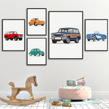 Cartoon Traffic Tool Canvas Painting Nordic Colourful 