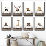 Llama Elephant Giraffe Bear Panda Lion Bathtub Wall Art 