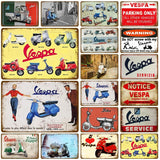 Vespa GTS Motorcycle Pub Bar Decoration Tin Sign Shabby Chic