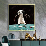 tableau golden qui joue au poker