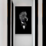 tableau homme lion fond noir