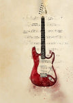 tableau vintage guitare rouge