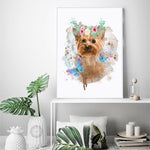 tableau petit chien fleuri