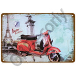 Vespa GTS Motorcycle Pub Bar Decoration Tin Sign Shabby Chic