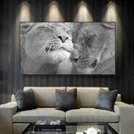 tableau lion calme