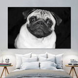 tableau petit chien blanc fond noir