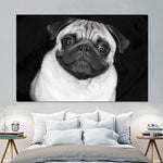 tableau petit chien blanc fond noir