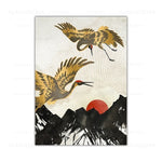 Alpine Flying Crane Abstract Posters and Prints Japanese 