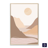 tableau abstrait lune et montagne