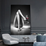 affiche jambe femme et vin