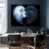 tableau visages lions ying yang