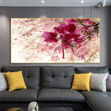 tableau peinture abstraite fleur rose