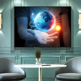 tableau d’une main avec la terre