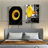 tableau vintage enceinte noire et jaune