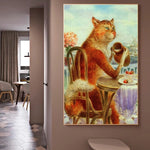 tableau peinture chat guitariste