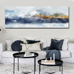 tableau peinture montagne jaune