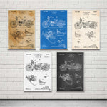 Motorcycle Vintage Blueprint Prints Motorcycle Artwork 