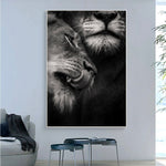 tableau photo lion mâle et femelle
