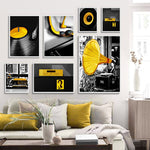 tableau vintage enceinte noire et jaune