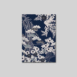 tableau fleurs blanches japonaises fond bleu