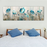 tableau peinture abstraite fleurs bleues