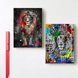 tableau pop art d’un lion