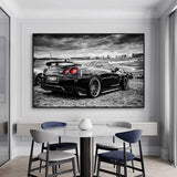 tableau surper car en noir et blanc