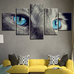 tableau peinture animal yeux bleue